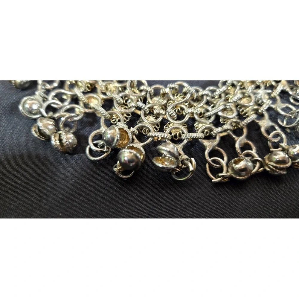 Vtg Multi-layered Ankle Bracelett Silver Tone Belly Dance with Bells